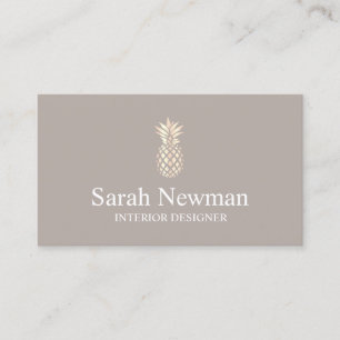 Cartão De Visita Designer de interiores cinzento do abacaxi do ouro