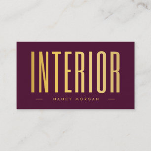 Cartão De Visita Designer de interiores Código QR Logo Burgundy e D