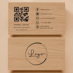Cartão De Visita Designer de Interiores Código QR Profissional Made