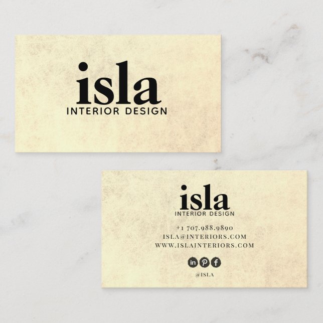 Cartão De Visita Designer de Interiores com Textura Sépia (Frente/Verso)