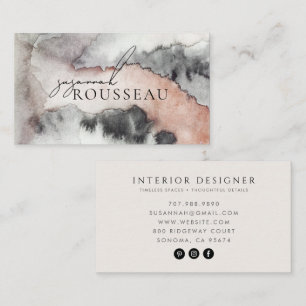 Cartão De Visita Designer de Interiores de Aquarela Abstrata Elegan