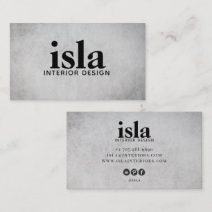 Cartão De Visita Designer de Interiores de Textura Cinza Suave