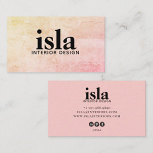Cartão De Visita Designer de Interiores de Textura de Pêssego Suave
