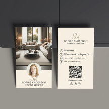 Designer de Interiores Monograma Foto QR Creme