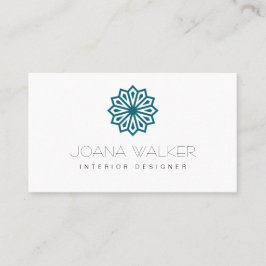 Cartão De Visita Designer de interiores oriental moderno em azul ve
