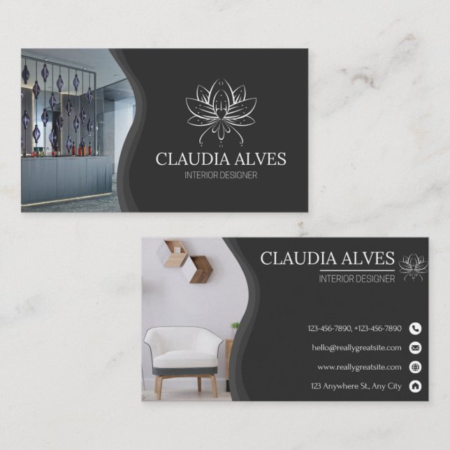 Cartão De Visita Designer de interiores personalizado (Frente/Verso)