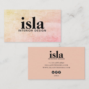 Cartão De Visita Designer de Interiores Rosa Bege Suave