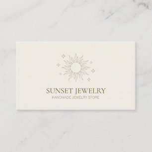 Cartão De Visita Designer de Joias Feitas à Mão Boho Celestial Sol