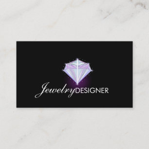 Cartão De Visita Designer de Joias Gema Cristal Roxo Preto