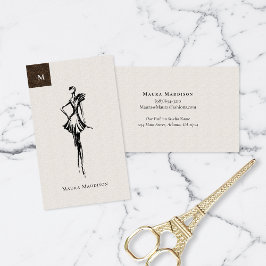Cartão De Visita Designer de Moda Moderno Esboço de Modelo de Verão