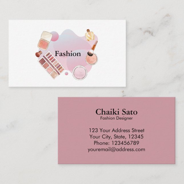 Cartão De Visita Designer de Moda Watercolor (Frente/Verso)