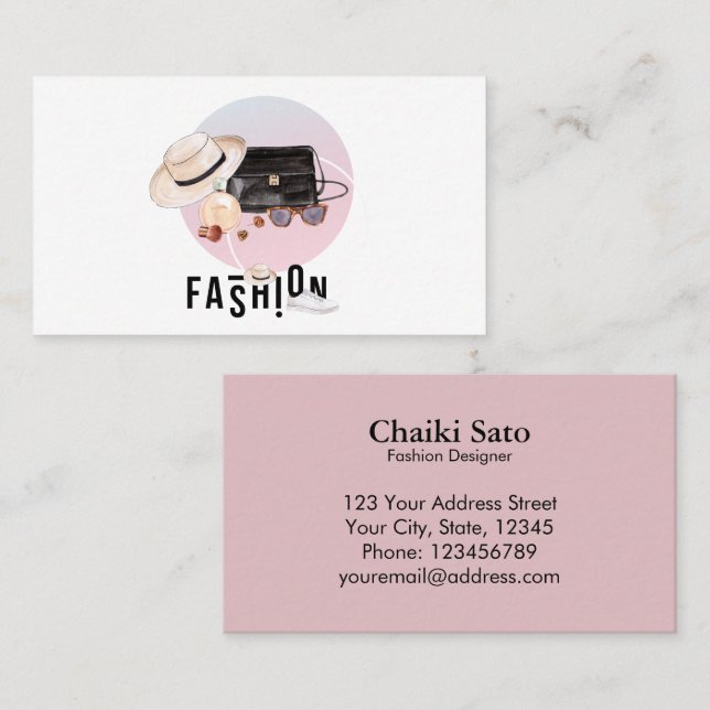 Cartão De Visita Designer de Moda Watercolor (Frente/Verso)