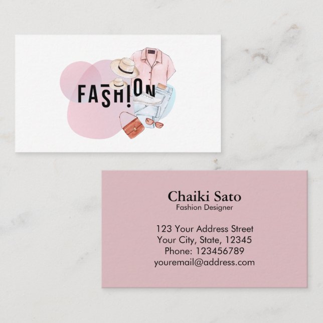 Cartão De Visita Designer de Moda Watercolor (Frente/Verso)