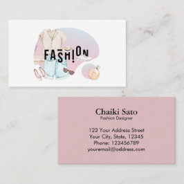 Cartão De Visita Designer de Moda Watercolor