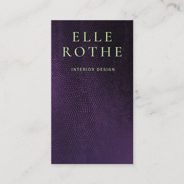 Cartão De Visita Designer de Pele Roxo Simples e legal (Frente)