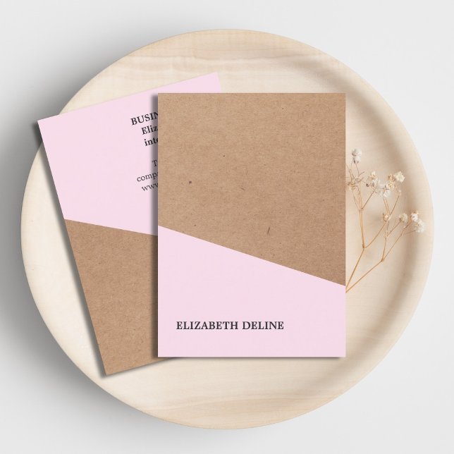 Cartão De Visita Designer de Rosa interior do Kraft Elegante modern (Criador carregado)