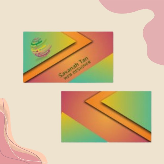 Cartão De Visita Designer de Web Geométrico Abstrato Verde Simples (Criador carregado)