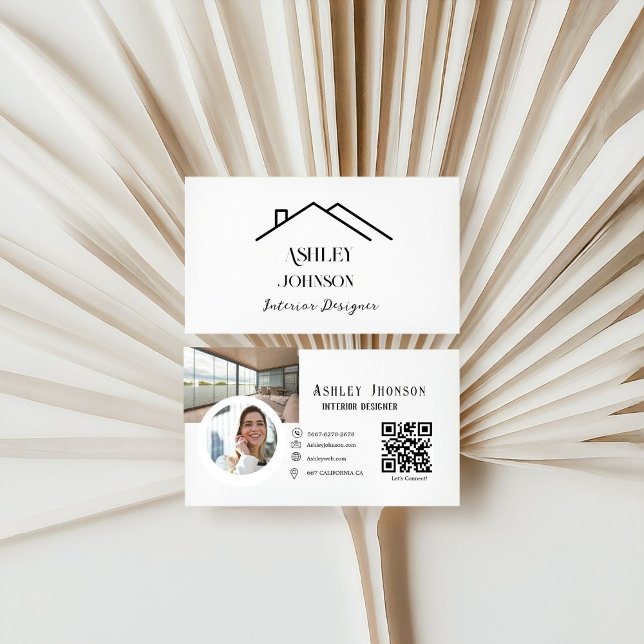 Cartão De Visita Designer do Interior da Caligrafia Moderna (Criador carregado)