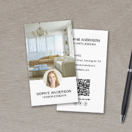Cartão De Visita Designer do Interior Profissional QR de Fotografia