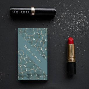 Cartão De Visita Designer Dourado do Teal Interior do Mármore Mode