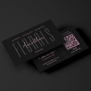 Cartão De Visita Designer Floral Estética Rosa Preto Florista