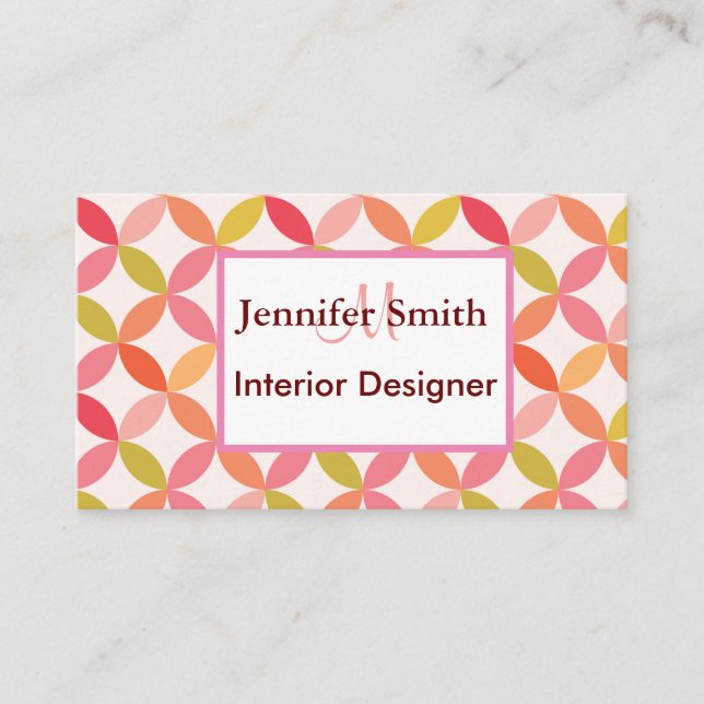 Cartão De Visita designer interior dos círculos modernos do meio sé (Frente)