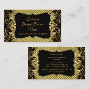 Cartão De Visita Designer Negro Dourado e Na moda moderno Elegante