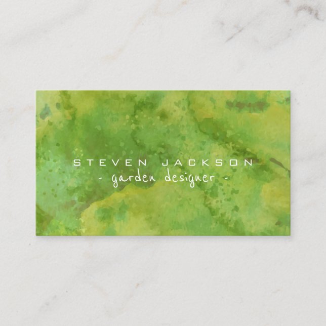 Cartão De Visita Designers de abstrato de jardim legal verde-aquare (Frente)