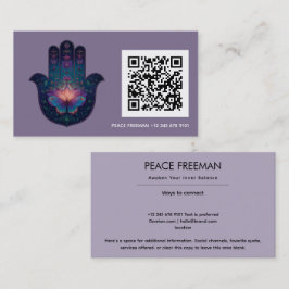 Cartão De Visita Despertar do Lótus | Design da Mão Hamsa
