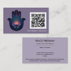 Cartão De Visita Despertar do Lótus   Design da Mão Hamsa