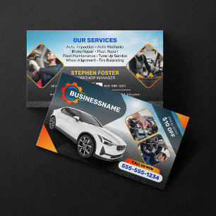 Cartão De Visita Detalhe Automotivo Reparo Automotivo Aluguel de Ca
