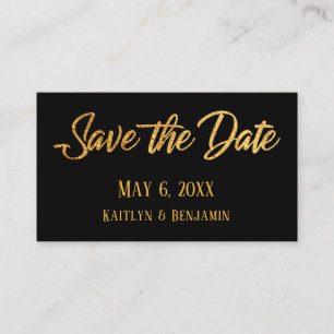 Cartão De Visita Detalhe do Casamento Preto e Dourado Falso Salvar