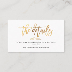 Cartão De Visita Detalhes de Casamento de Script de Pincel Chic+Mod