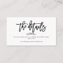 Cartão De Visita Detalhes de Casamento em Chic+Modern Brush Script