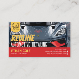 Cartão De Visita Detalhes do Carro Esportivo Vermelho Ilustrado