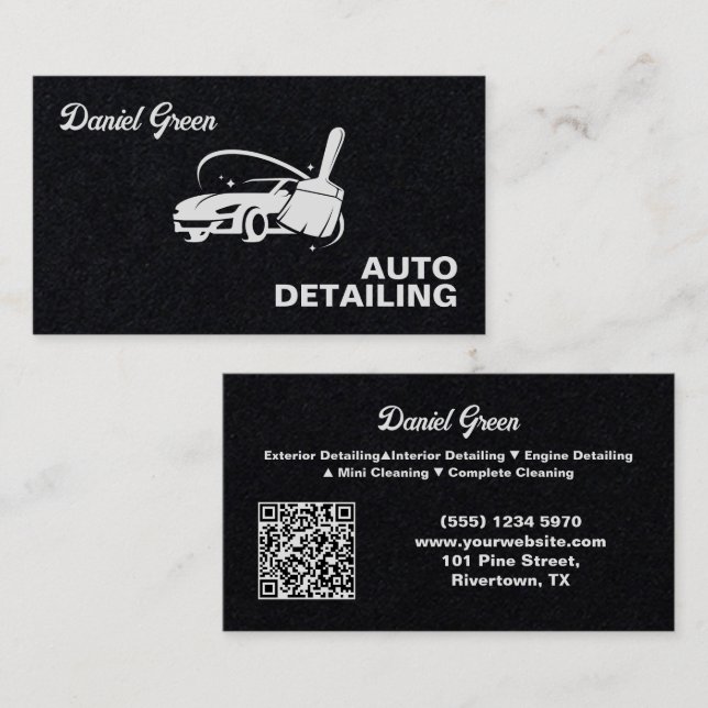 Cartão De Visita Detalhes do Carro Personalizado QR Premium (Frente/Verso)