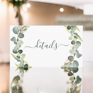 Cartão De Visita Detalhes do Casamento Eucalyptus Greenery Succulen