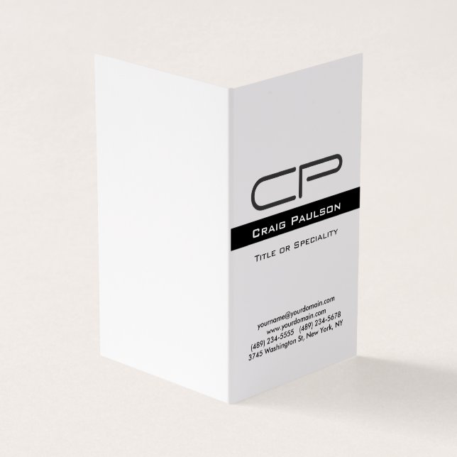 Cartão De Visita Detalhes do endereço do nome do monograma branco p (Exterior)