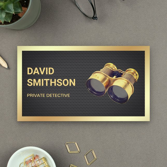 Cartão De Visita Detetive de Investigação Privada Black Mesh (Criador carregado)