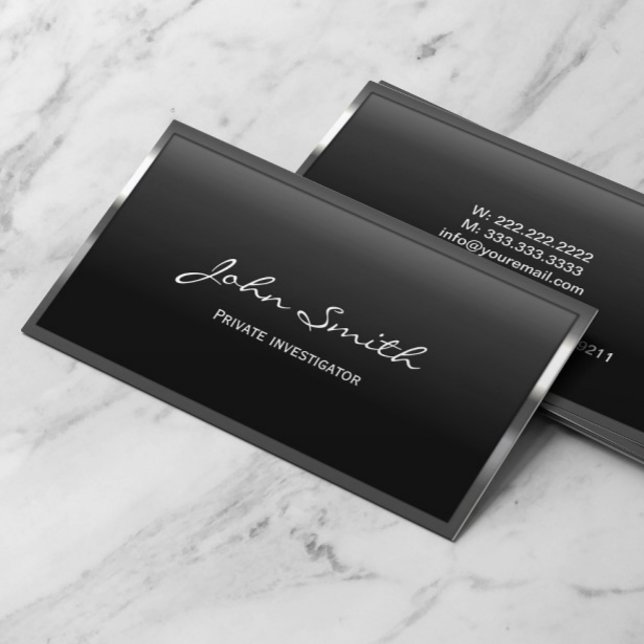 Cartão De Visita Detetive Detetive Legal Limite de Metal (Criador carregado)