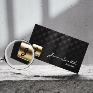 Cartão De Visita Detetive do Luxury Black & Dourado Monograma