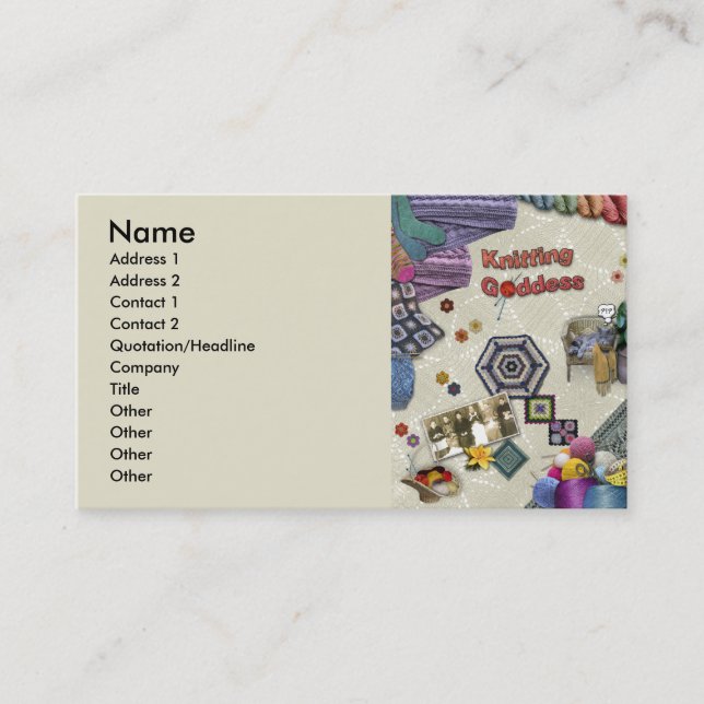 Cartão De Visita Deusa de confecção de malhas (Frente)