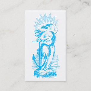 Cartão De Visita Deusa do Mar com Âncora Olhando para Horizonte