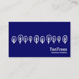 Cartão De Visita Dez Árvores - Branco sobre Azul Escuro