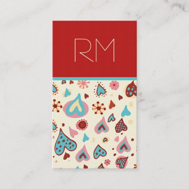 Cartão De Visita Dia de os namorados Corações do Modelo (Frente)