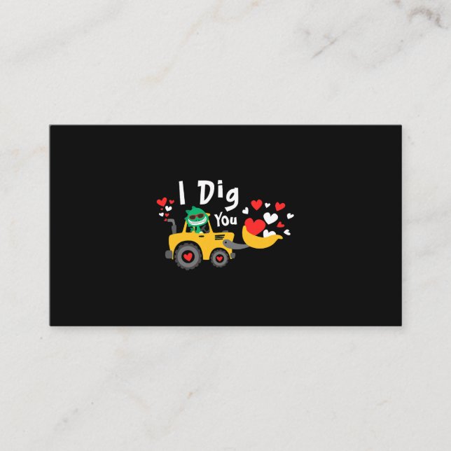 Cartão De Visita Dia de os namorados Escavador Dinossauro Dino I Ci (Frente)