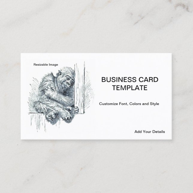 Cartão De Visita Dia do Descanso - Jovem Ape Gorilla (Frente)