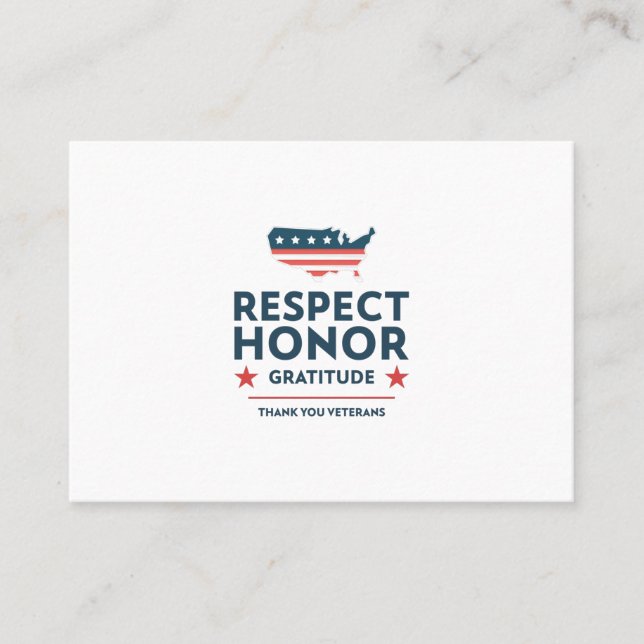 Cartão De Visita dia dos veteranos com slogan de gratidão (Frente)