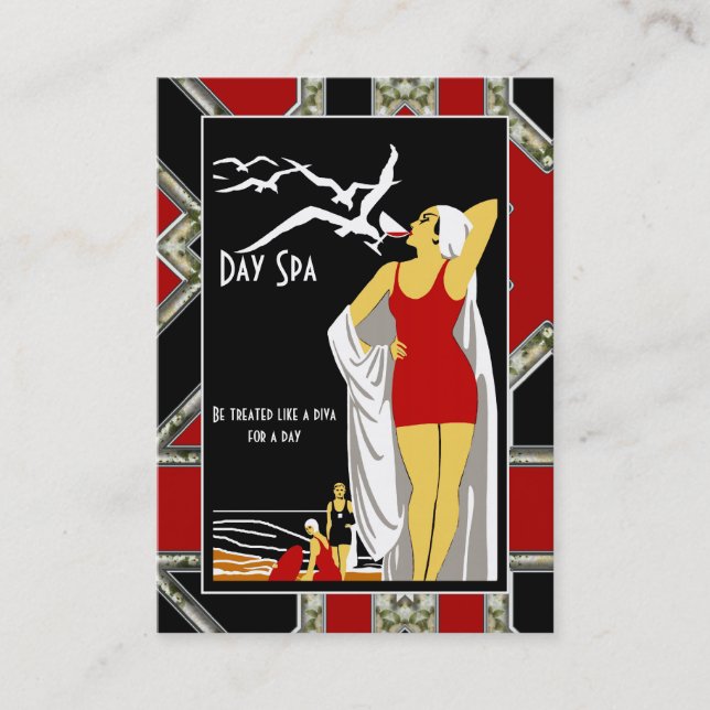 Cartão de visita Dia Spa Beauty Salon Diva retro (Frente)
