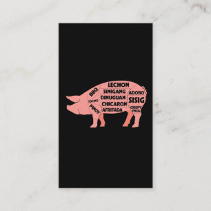 Cartão De Visita Diagrama do CHURRASCO Suíno Filipino Carne de porc